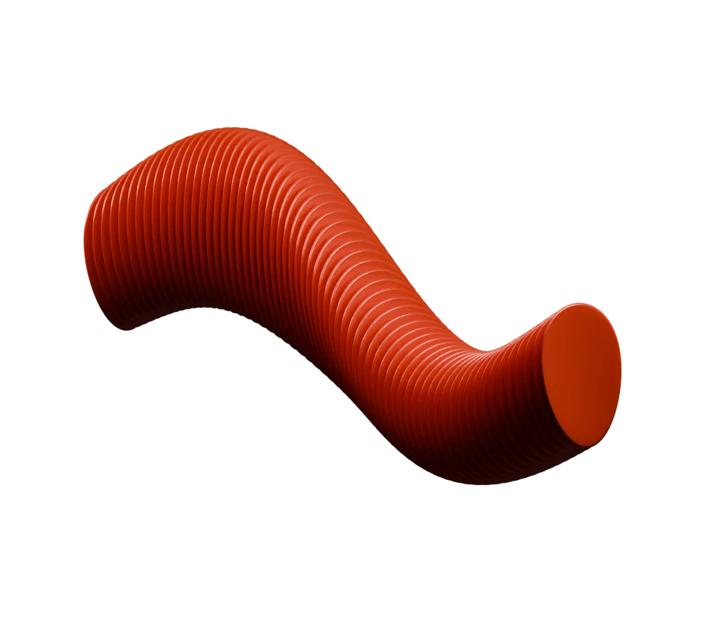A vermilion fin sculpture representing engineering